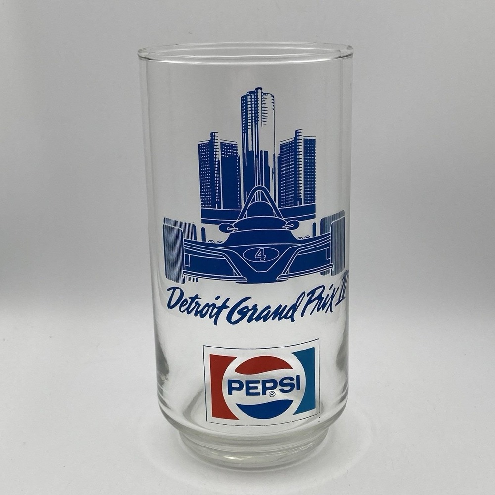 1 - Vtg 1985 Detroit Grand Prix IV Glass / Pepsi Formula 1 Racing‎ Souvenir Cola